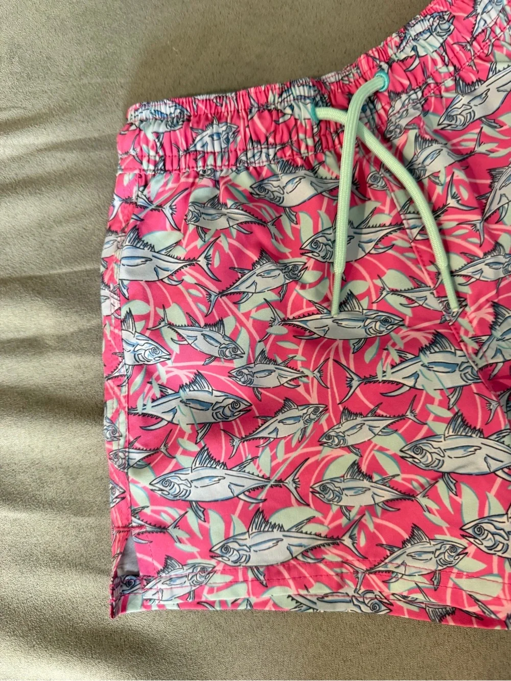 Vineyard Vines Pink Fish Print Swim Trunks